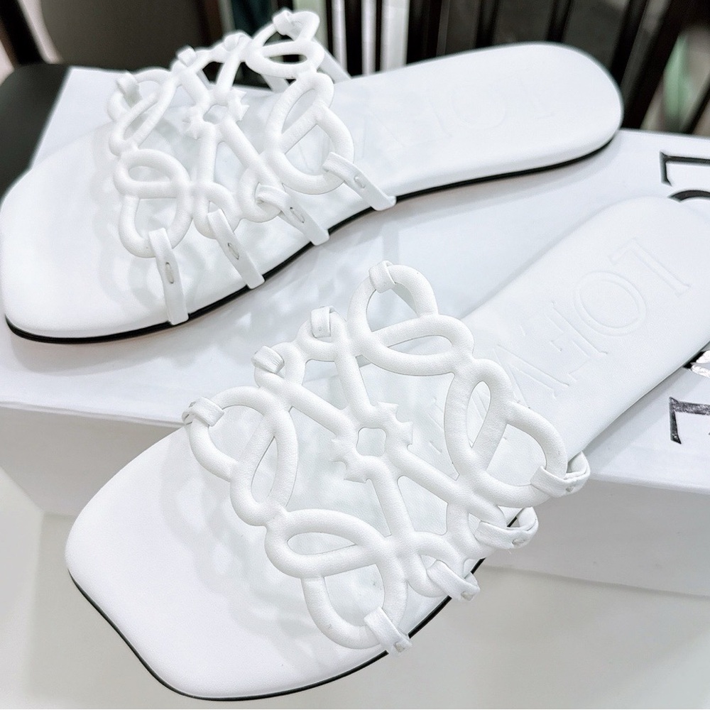 NEW Loewe White Anagram Cutout Sandals - Picture 3 of 4